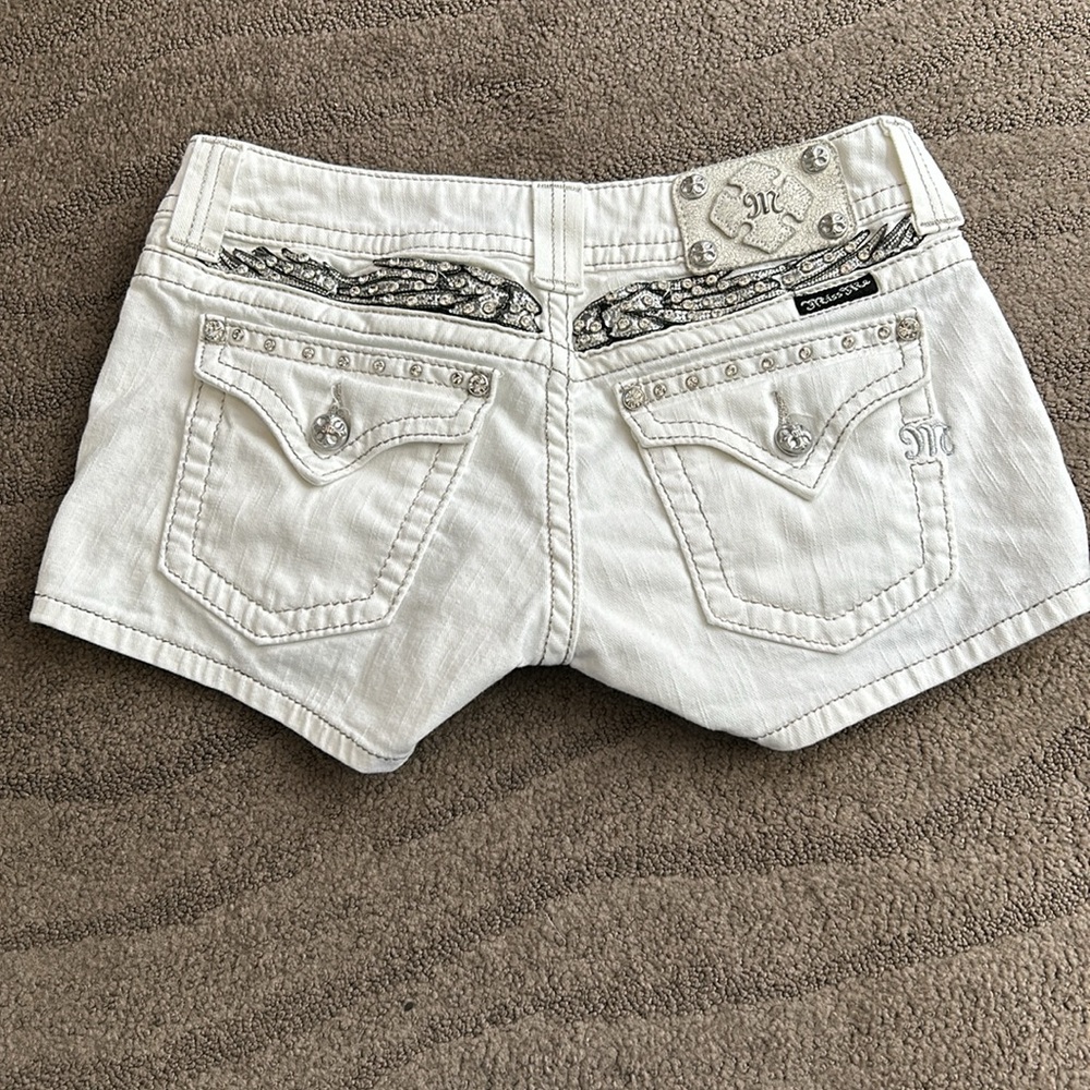 Miss Me Shorts White Angel Wing Sequin Size 28